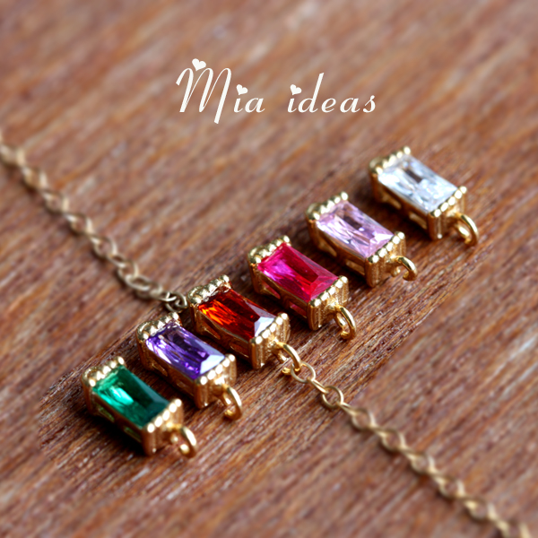 Colorful Lace Rectangular Zircon 100 lapped 925 pure silver plated 14K gold inlaid zircon Necklace Hand-made Accessories