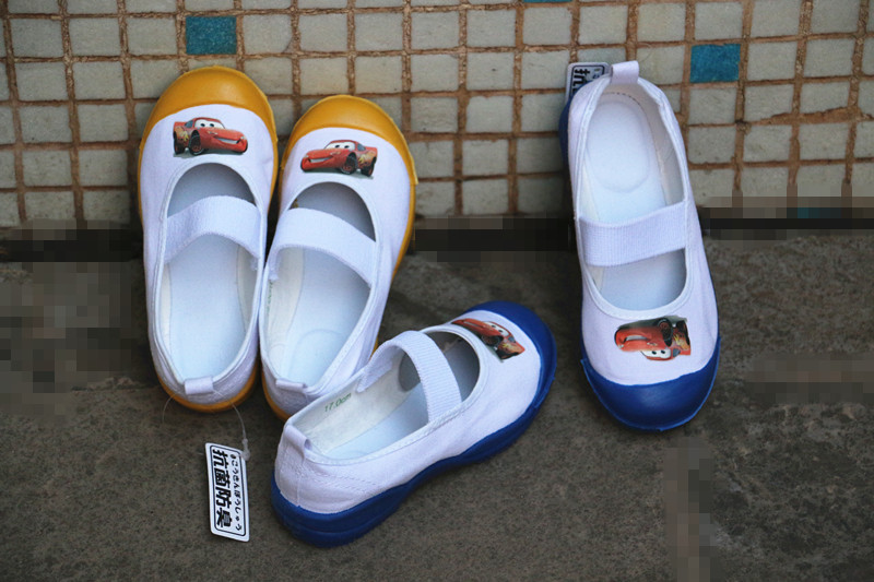 Antibacterial Fabric, Anti-Odor Cartoon Student Canvas Shoes, Performance Dance Shoes, Kindergarten Indoor and Outdoor White Shoes, Floor Shoes