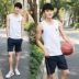 Bộ đồ thể thao nam mùa hè không tay vest áo thun quần short phần bóng rổ mặc giản dị cotton thoáng khí quần áo chạy - Thể thao sau