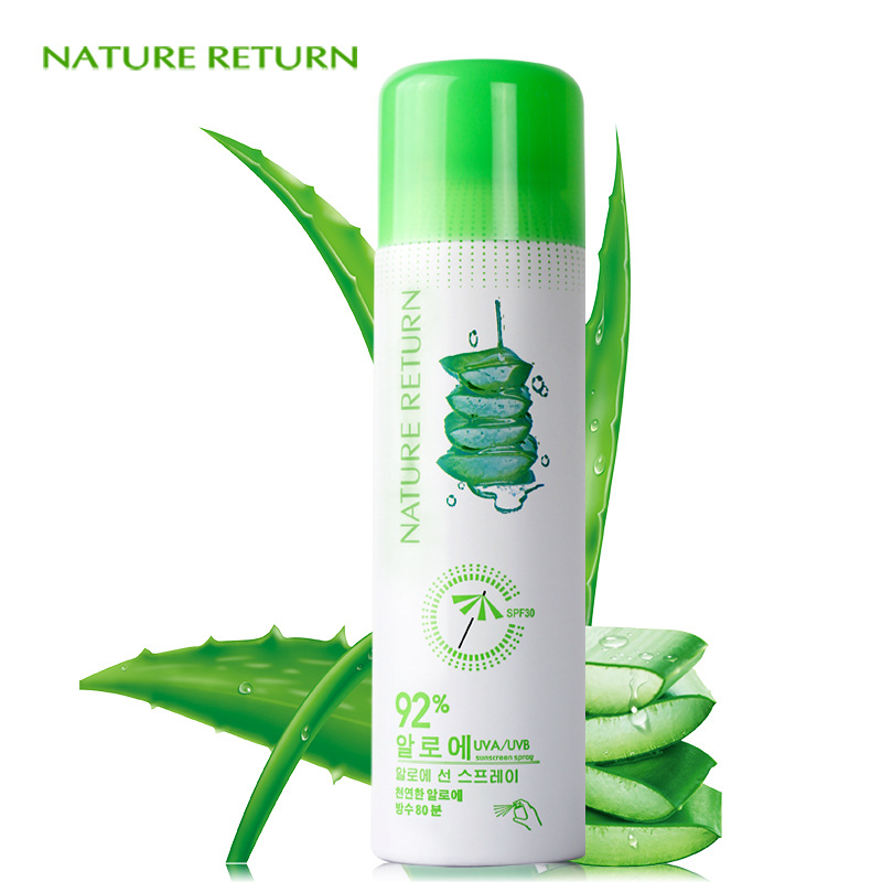 正品NATURE RETURN 92%芦荟防晒喷雾SPF30保湿补水不油腻修护乳霜
