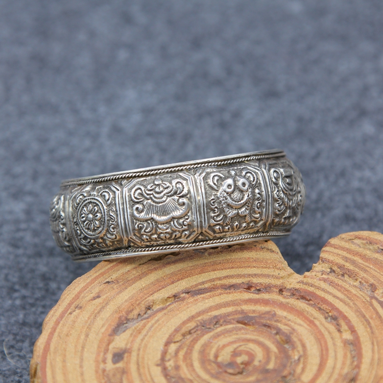 Nepal handmade sterling silver eight auspicious bracelets bracelet accessories live rich and auspicious