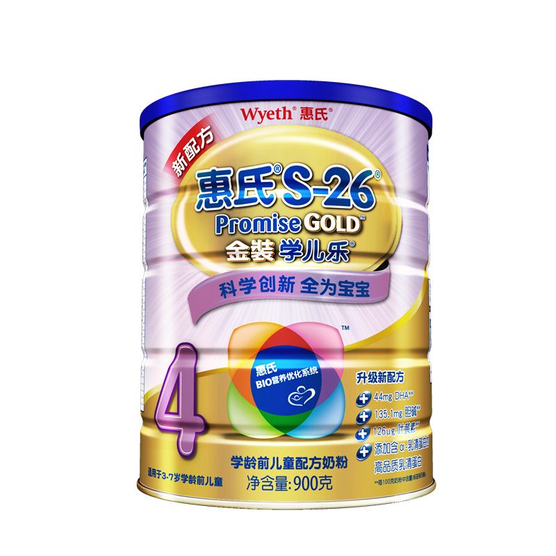 【天猫超市】惠氏金装学儿乐 900g罐装 四段3到7岁儿童配方奶粉