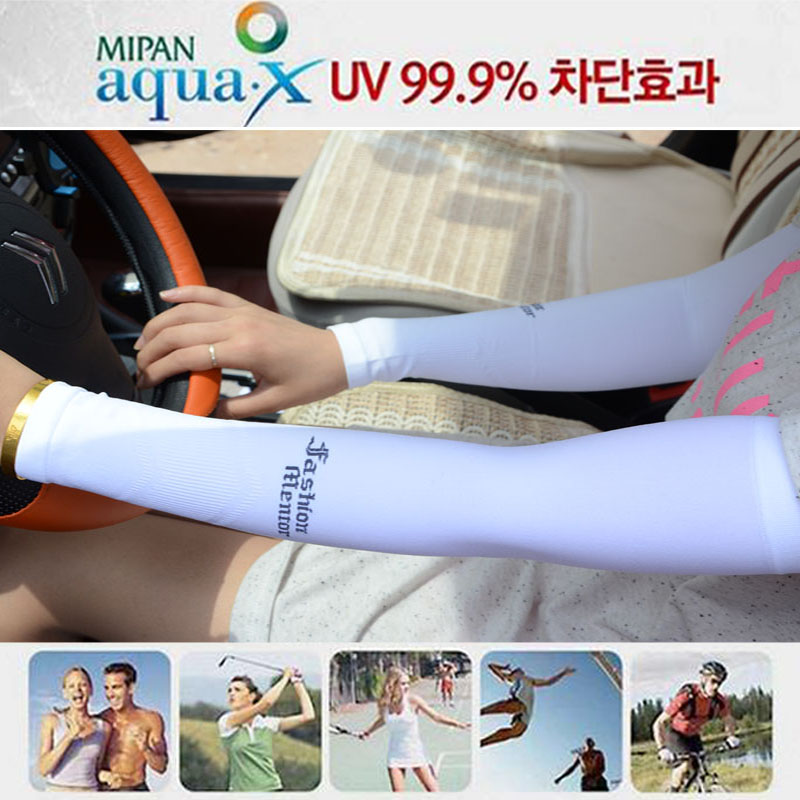 韩国AQUA冰丝防晒袖套夏男女防紫外线骑行开车高尔夫防UV手套包邮