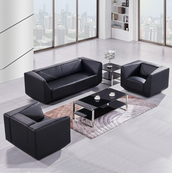 Office sofa three-person office sofa tea table combination diamond office sofa simple sofa leather sofa