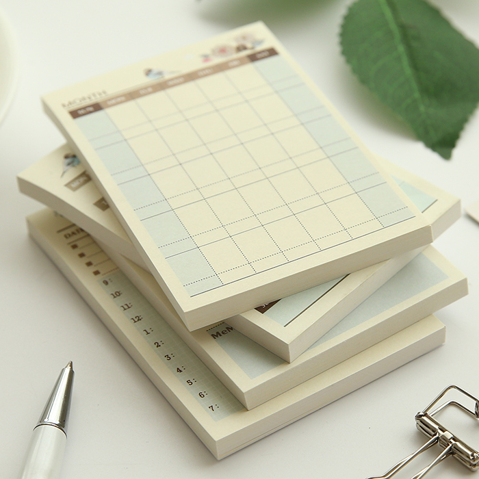 Na Cottage hand account store stationery Blue Bird schedule plan Portable notepad Creative tearable message bar Post-it note book