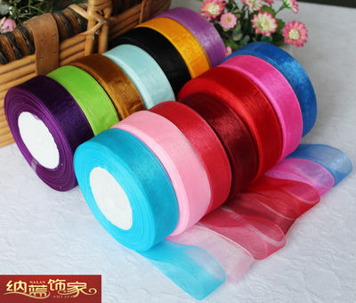 Transparent glass yarn lace, Organza lace, DIY flower lace decorative materials and accessories, 14 colors, 2.5cm