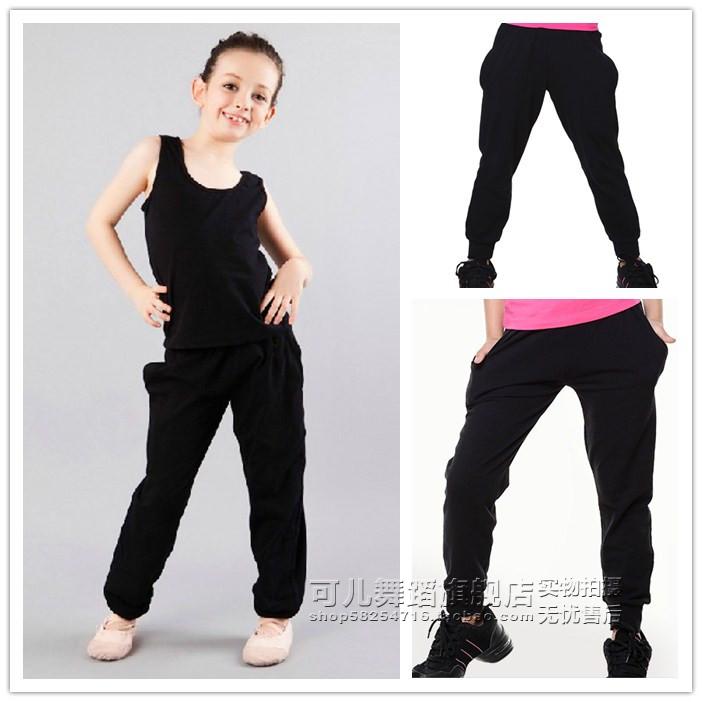 Children's pure cotton dance training pants autumn and winter thick cotton body beam pants children spandex lob pants hip-hop beam pants