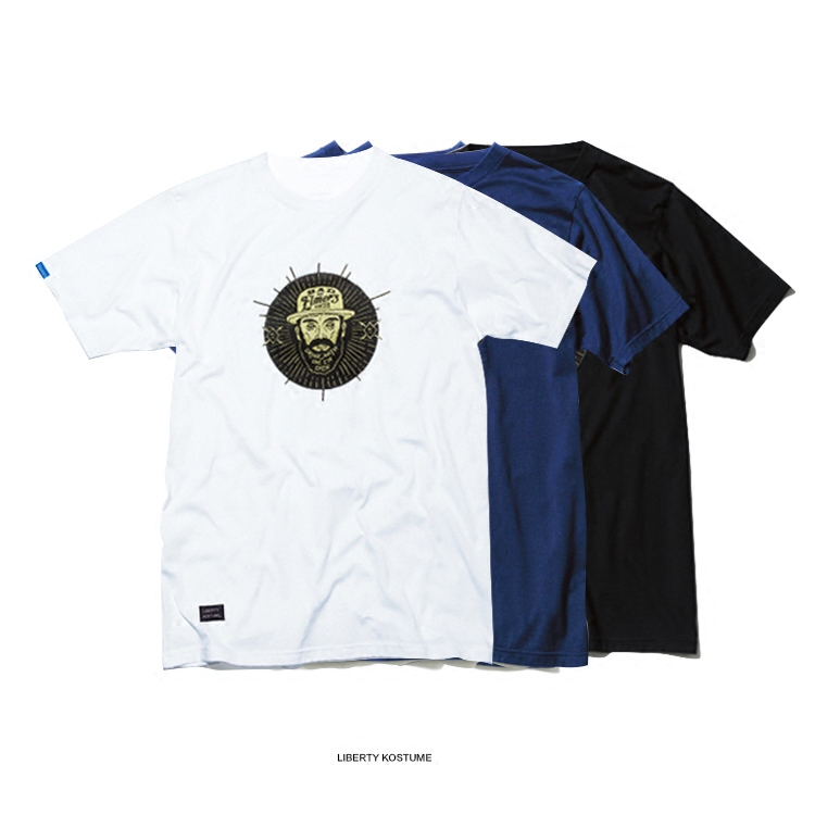 大叔 印花 蓝色黑色t恤