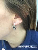 European TOUS Peach Bear Cubs Spinel 925 Pure Silver Half Ring Temperament Earrings Brief Lukewarm Wind