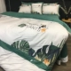 Đông Nam gió 60 Ai Cập satin bông thêu chuối xanh lá gia đình bốn Niệc giường bông bốn mùa đoạn - Bộ đồ giường bốn mảnh