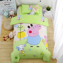 Kindergarten quilt three-piece set pure cotton childrens bedding cotton quilt cover baby nap crib six-piece set with core