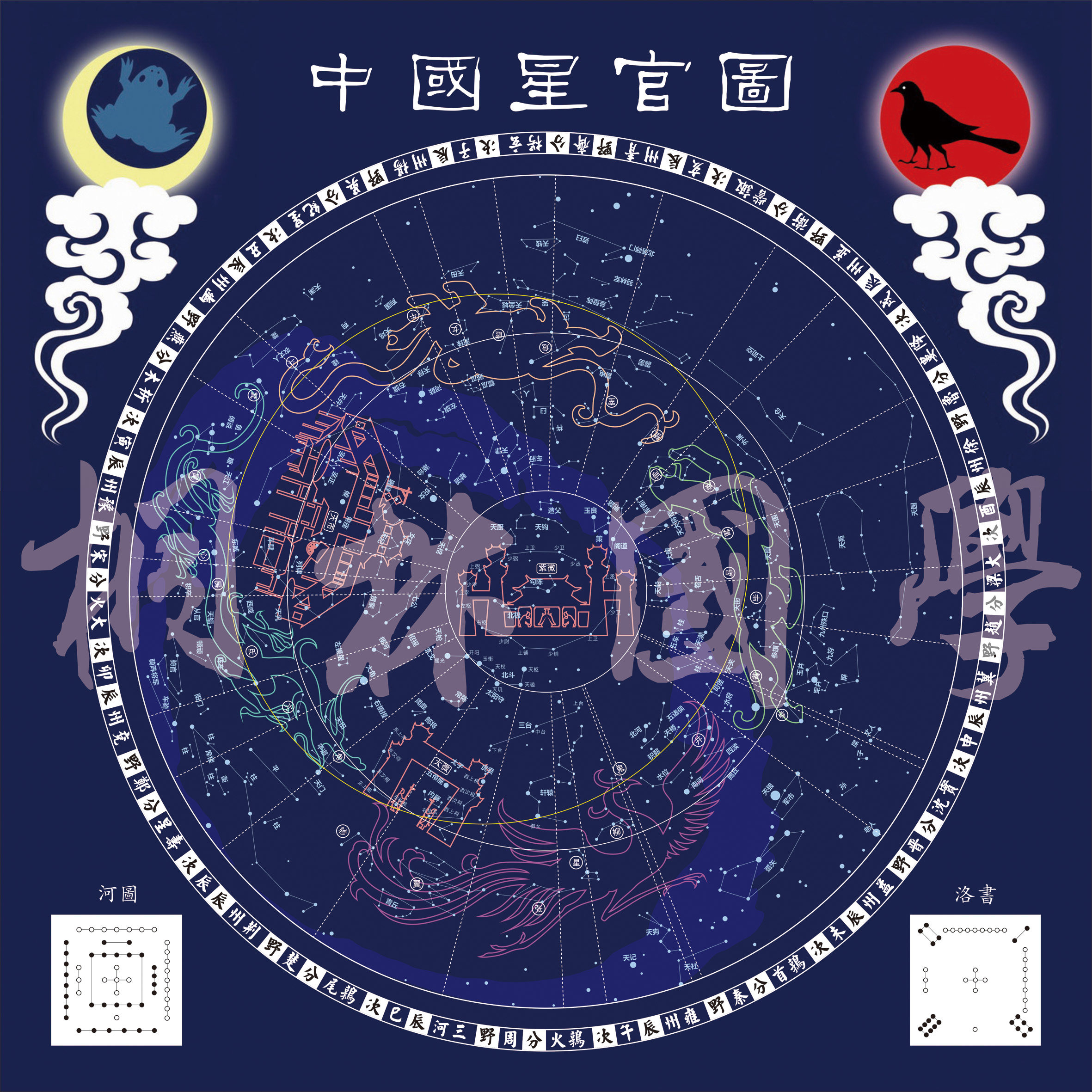 中国星官图 古星图 三垣二十八宿图 星座科普知识 装饰画11-Taobao