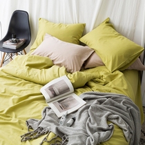 Minimalist pure colour tencel cotton linen four pieces of sumpsuit elegant and small fresh nude sleeping pro-skin breathable spring and summer bed supplies