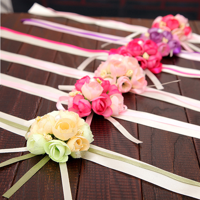Usd 4 81 Wedding Supplies Bridesmaid Ribbon Hand Flower Wrist Wedding Supplies Bridesmaid Ribbon Hand Flower Wrist Bridal Corsage Accessories