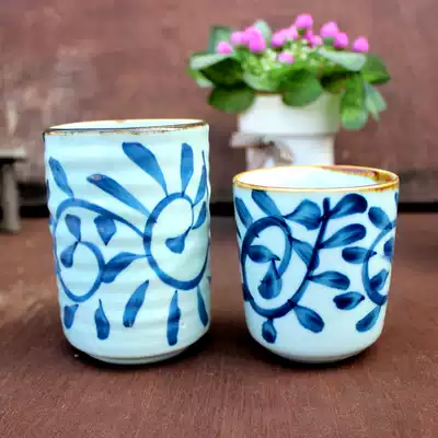 Retro Japanese style sushi water Cup Japanese and Korean underglaze hand color basketball Uncaria ceramic craft tea set tea cup tea