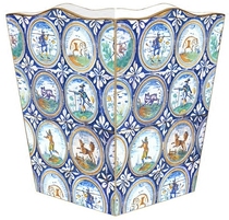 Spot New York Lower City Park Imports Provence Traditional hand-painted tile wooded trash can paper towel box