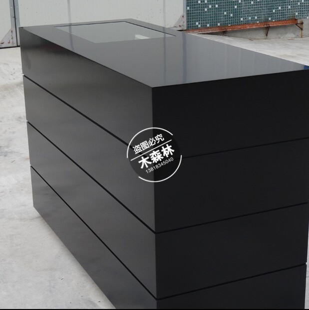 Matt glossy European style modern minimalist fashion collections silver counter clothing shop counter bar desk front desk black white computer desk