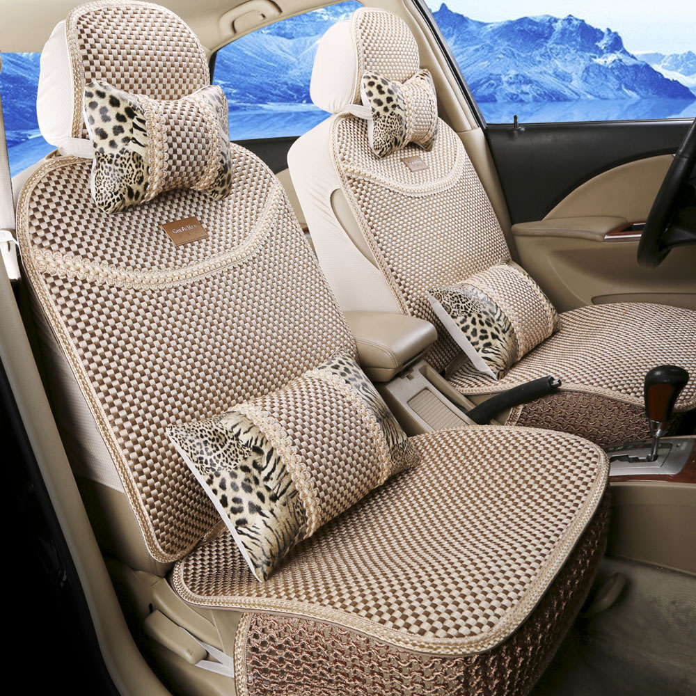 汽车坐垫 夏季新款豹纹凉垫 轩逸思域朗逸凯越福克斯女士女性凉垫