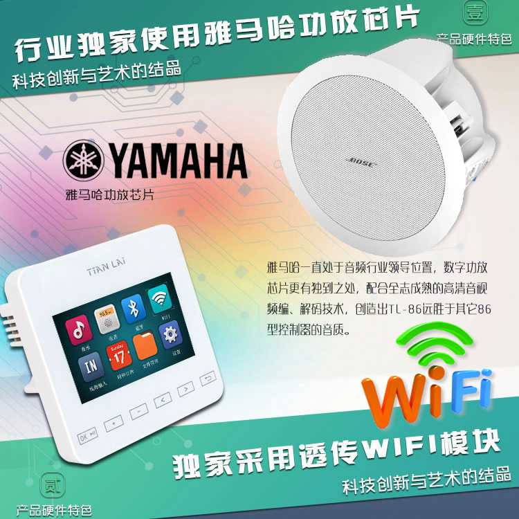 Sky Music TL86WIFI Bluetooth Background Music Power Amplifier Host BOSE DS16F Speaker Suit LINE GOODS