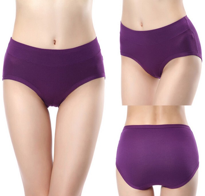 Oqiao Women's Mid-Waist Sexy Plus-Size Seamless Briefs for Plus-Size Women, Modal Pure Cotton