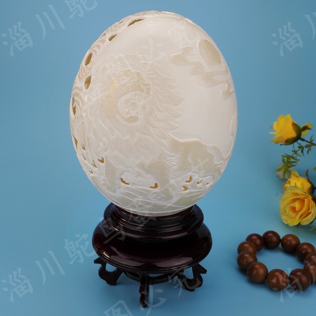 Ostrich Egg Carvings Craftsmanship Gifts Swing Accessories Ostrich Eggshell Hollowed-out Series Of Base Icing Boxes Customizable Patterns Native