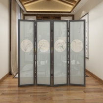 New Chinese solid wood screen Entrance living room bedroom partition Hotel tea house folding screen Orchid Feng Shui folding screen