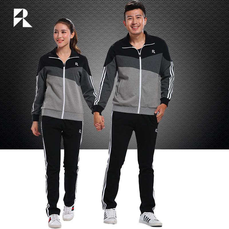 17 new race bodybuilding Spring autumn season sportswear suit men's pure cotton breathable lovers casual wear male and female youth