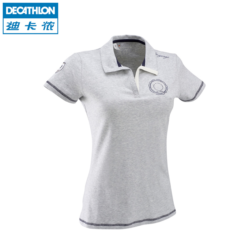 迪卡侬正品 马术 POLO衫 女式 灰 T恤 马术服装 FOUGANZA