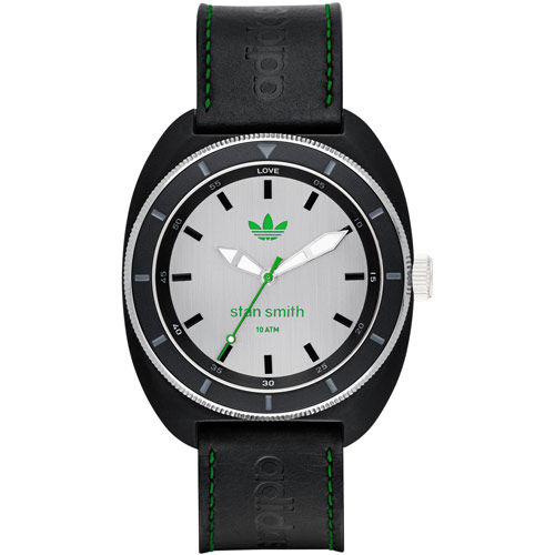 台湾官网直邮进口adidas Stan Smith 完美体现简约皮革腕表-银x黑