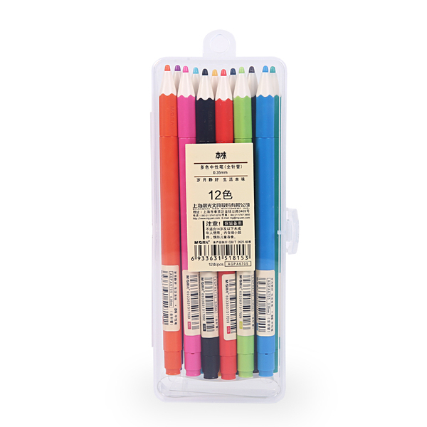 晨光中性笔彩色本味系列水笔签字笔12色0.35 AGPA6705
