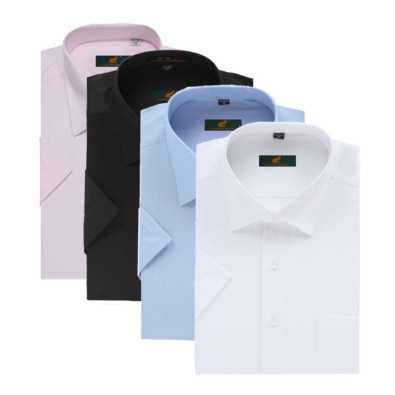 Summer Gold Fox Men's Short-Sleeved Shirt, Pure Cotton, Slim Fit, Non-Iron Business Shirt, Pointed Collar White Shirt, Work Interview Workwear Summer Gold Fox Men's Short-Sleeved Shirt, Pure Cotton, Slim Fit, Non-Iron Business Shirt, Pointed Collar White Shirt, Work Interview Workwear