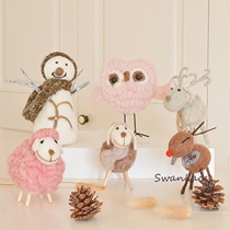 SwanLace good things share wool felt handmade Nordic owl snowman lamb elk Christmas decoration ornaments