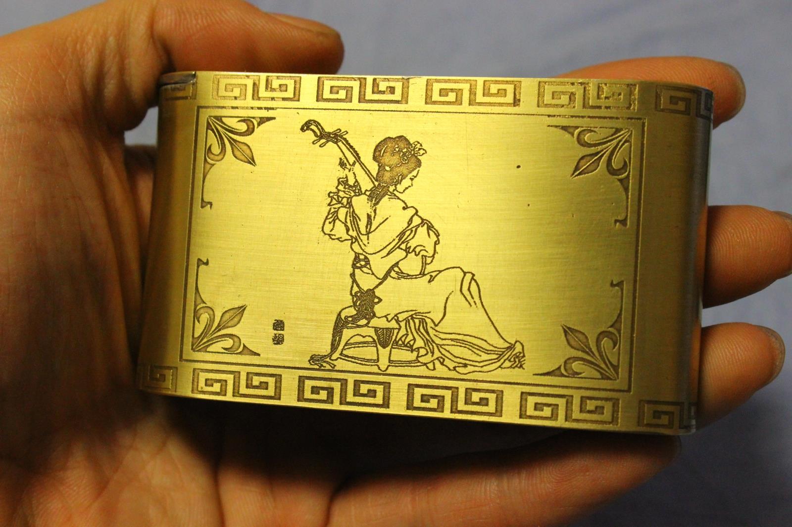 High - end tobacco box Pure copper dry cigarette box hand - made tobacco cans full copper portable cover thickness carving