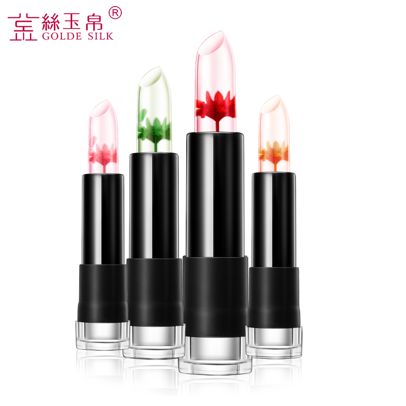 金丝玉帛幻彩花卉口红持久保湿滋润不掉色不脱妆温变唇膏彩妆包邮