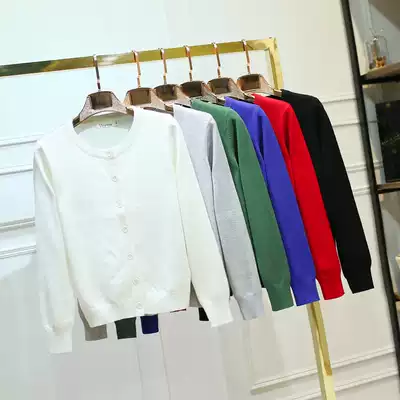 Autumn fashion new long sleeve round neck knitted cardigan women's thick warm outside big size college sweater coat