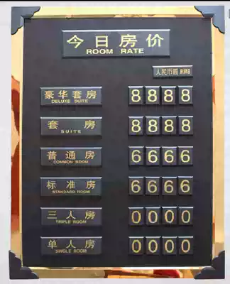 Black today's House Price brand hotel room price sign black gold medal today price sign