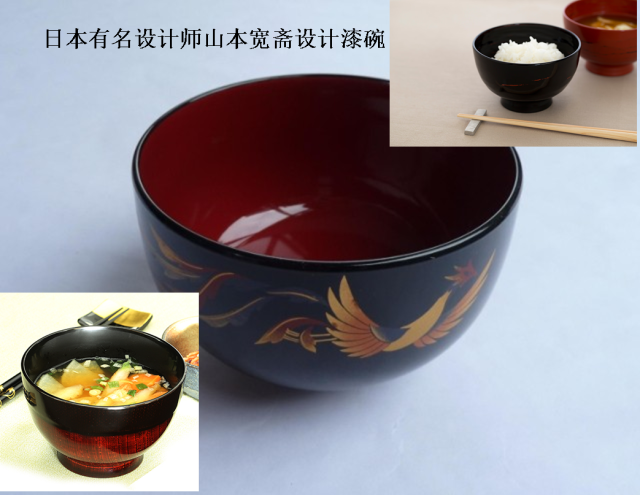 Japan lacquerware mountain Ben wide fasting design phoenix painted bowls red round painted bowls practical and generous-Taobao