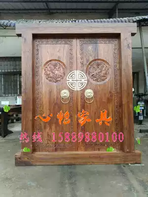 X330 custom solid wood Gate Old Elm antique gate Villa rural courtyard gate retro courtyard gate