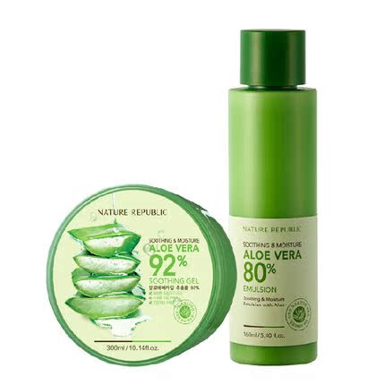韩国Nature Republic自然乐园保湿水润芦荟套组 芦荟胶+芦荟乳液