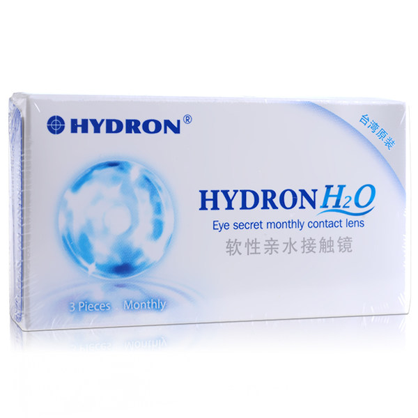 【送护理液润眼液镜盒】海昌隐形近视眼镜H2O月抛3片进口水润保湿
