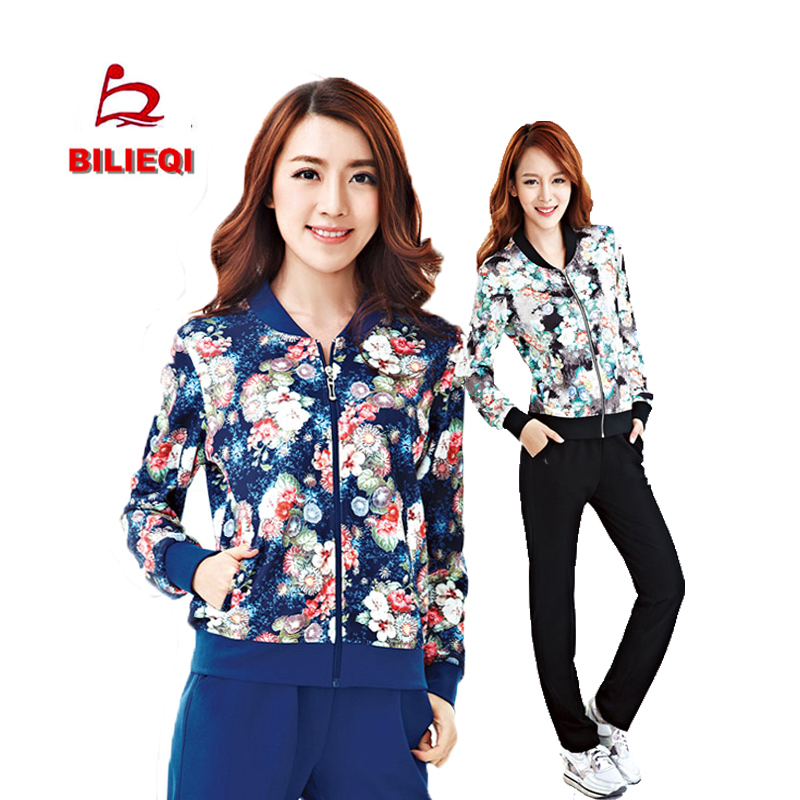 Bi Liqi sports suit women's 2019 new printing casual sportswear mom outfit plus size