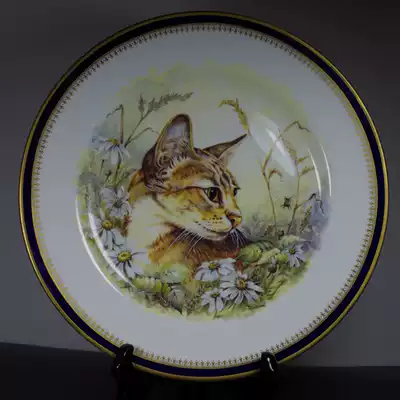 British Spode Cat series decorative hanging plate sitting reserve
