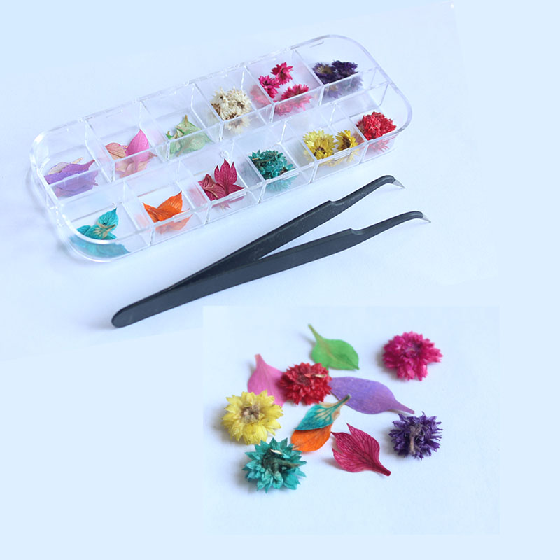 美甲饰品植物立体干花瓣美甲工具光疗指甲油指甲饰品贴30片送镊子