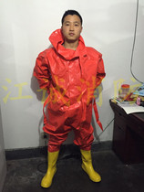 Light Anti-Chemical Suit Conjoined Secondary Light Protective Clothing Orange Semi-Closed Anti-Chemical Suit Fire Equipment Accessories