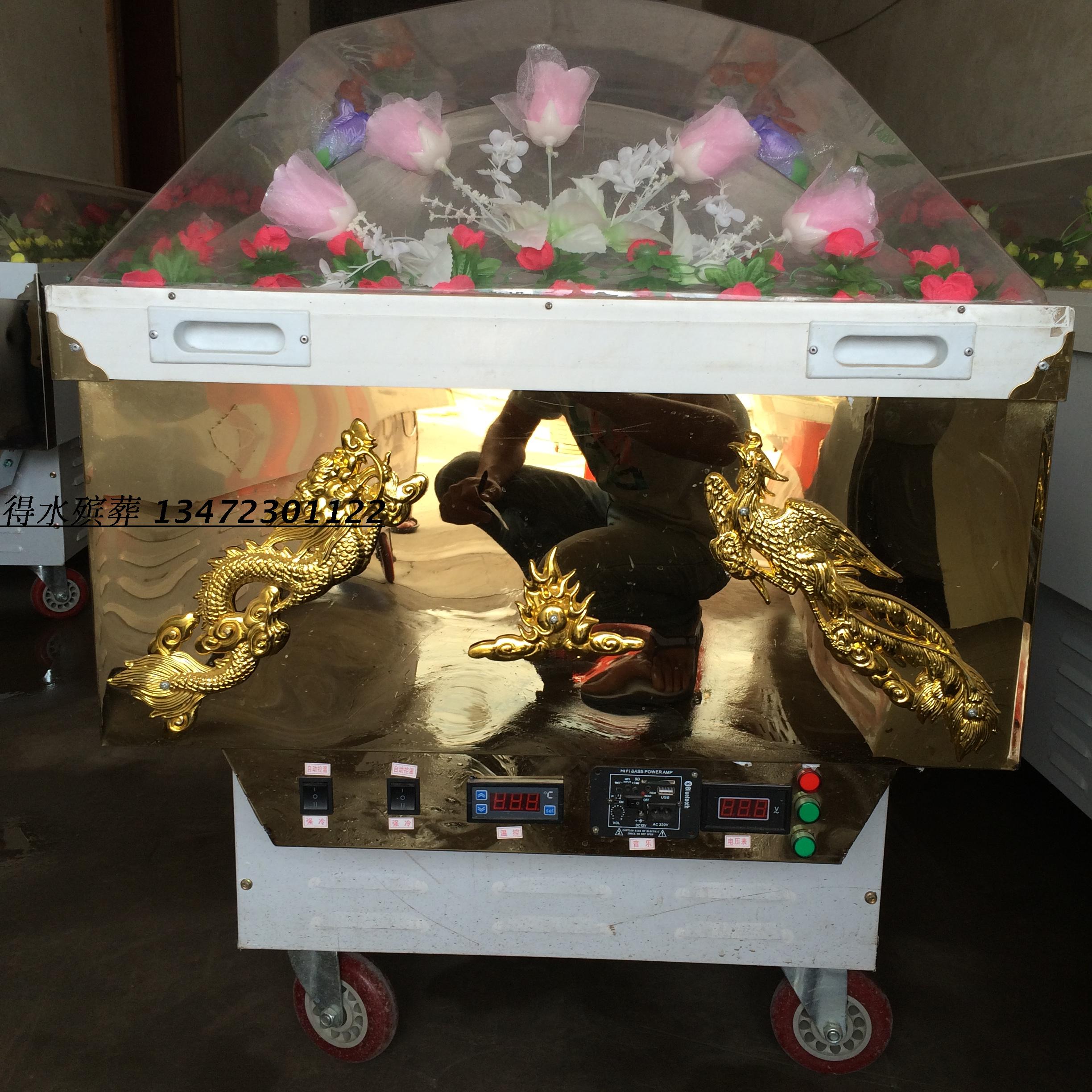 (New tide titanium alloy water crystal coffin liner stainless steel) got water Funeral Supplies to release flower circle manufacturer direct sales