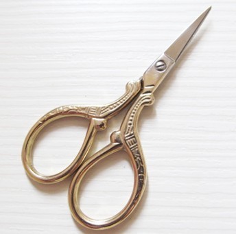 South Korea Retro Home Stainless Steel Gold Plated Color Handmade Cross Embroidered Tips CREATIVE MINI SMALL SCISSORS WIRE HEAD