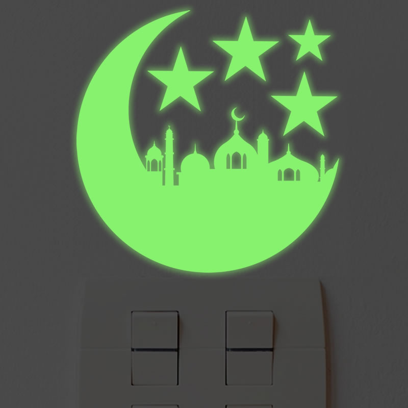 Night Wall Sticker Children's Room Bedroom Classroom Sticker Kindergarten Fluorescence Self-Adhesive Moon Star