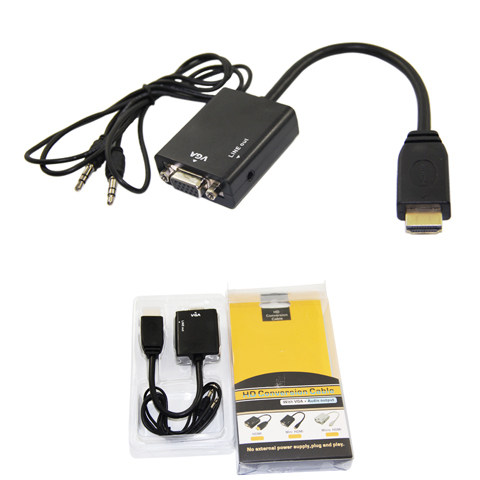Special price HD HDMI to VGA conversion cable with chip HDMI to VGA cable with audio connector