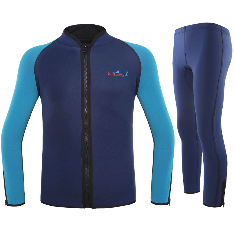 2mm thickened two-piece diving suit men and women long sleeve diving suit surf clothing anti-cold and warm winter swimming stream