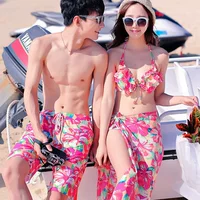 Jingeer áo tắm mới thời trang mạng che mặt đôi áo tắm bikini quần ba mảnh 1541 + K505 	đồ đôi tắm biển đẹp